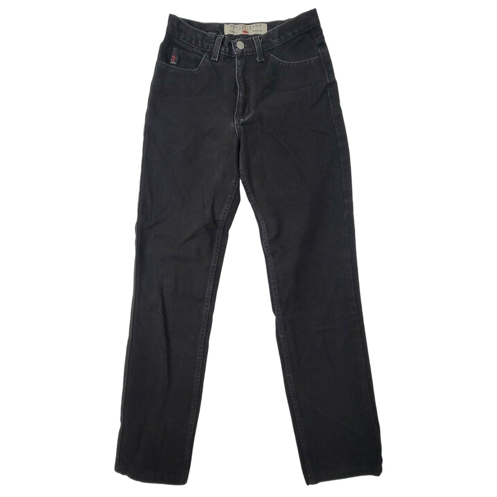 Guess USA Vintage Black Original Classic Fit Narrow Leg Cotton Jeans Size 27